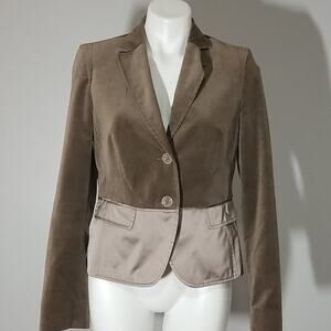 St. Emile Brown Velour Blazer Jacket Satin Trim Tail Accents US 8